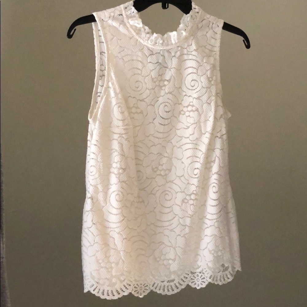 Banana Republic sleeveless lace top.